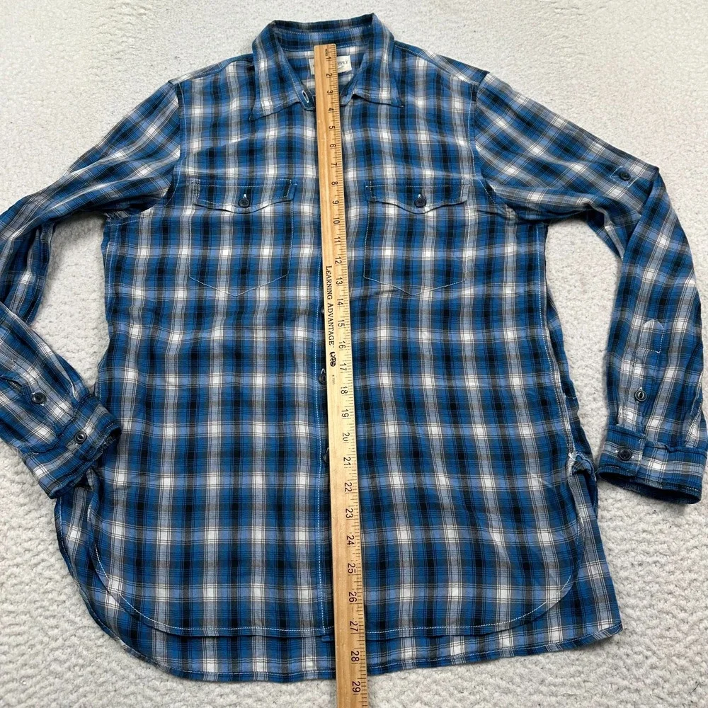 Vintage Denim & Supply‎ Ralph Lauren Shirt Womens Medium Button Front Plaid Blue